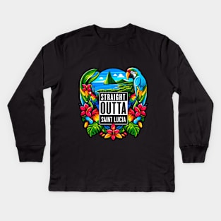 Straight Outta Saint Lucia Kids Long Sleeve T-Shirt